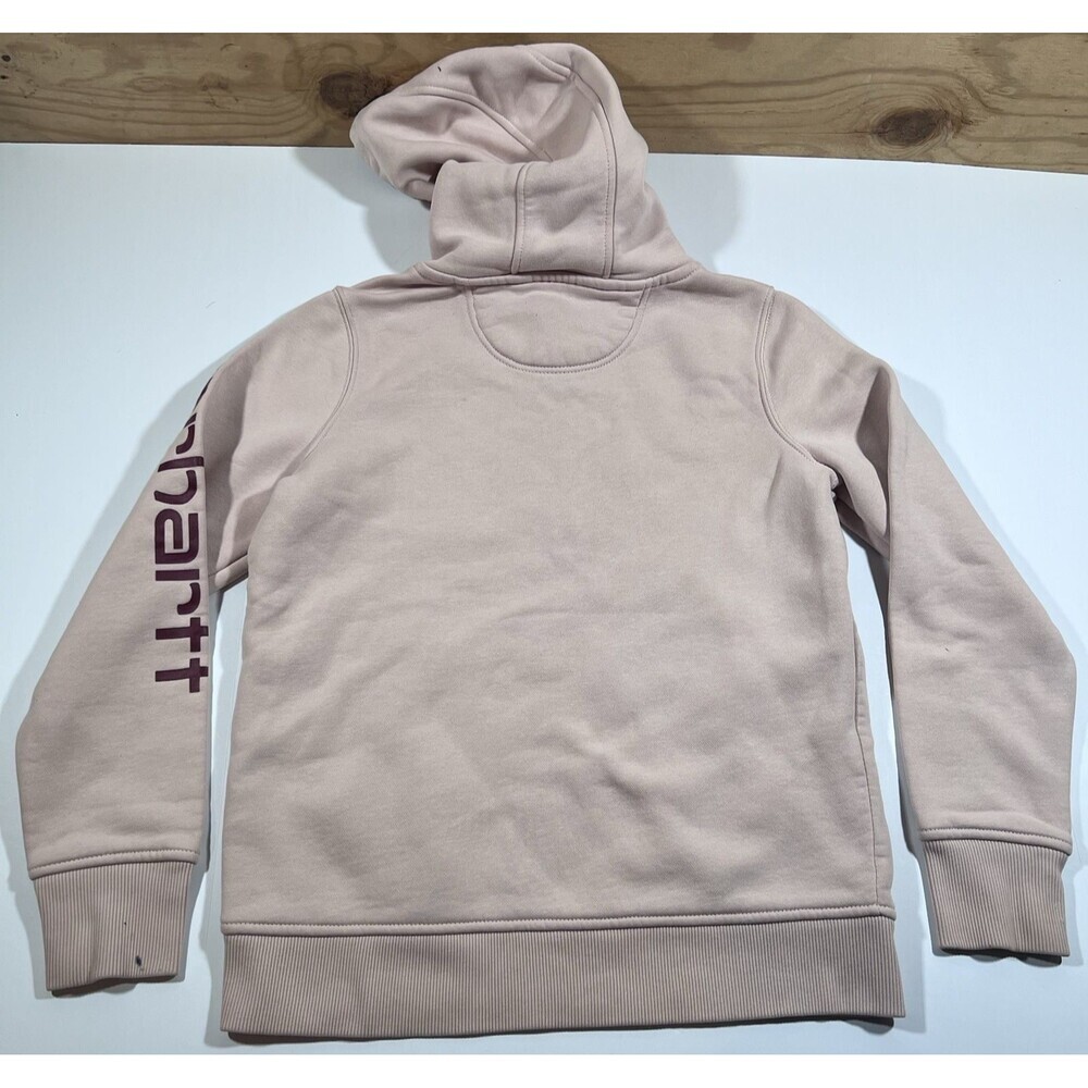 Carhartt Light Pink Relaxed Fit Sleeve Logo Pullover Hoodie Sweatshirt Women's S - Picture 14 of 14